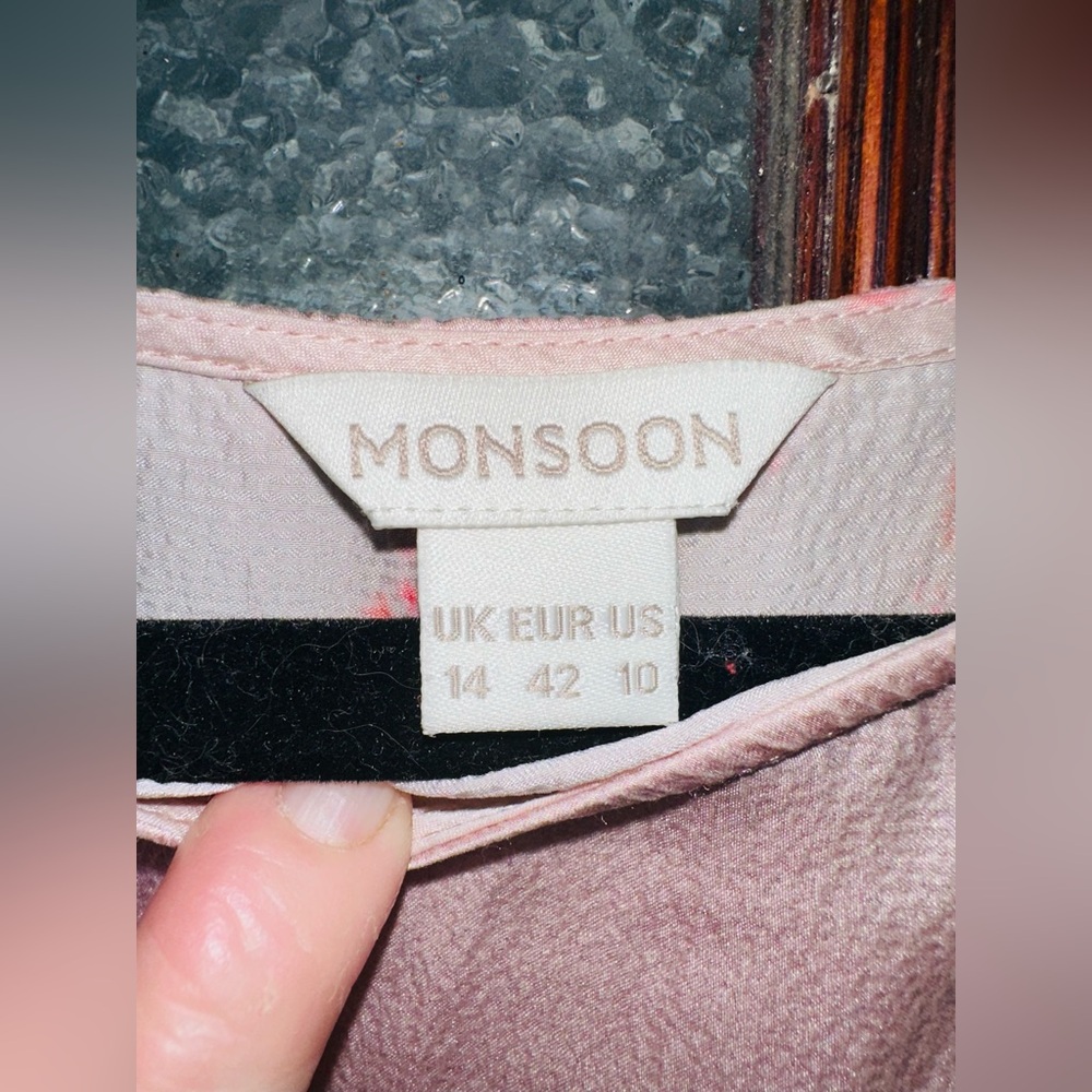 Floral MONSOON Ombre SILK Dress with Pink & white BLOOMS dark gray OMBRE’ mini - Picture 5 of 11